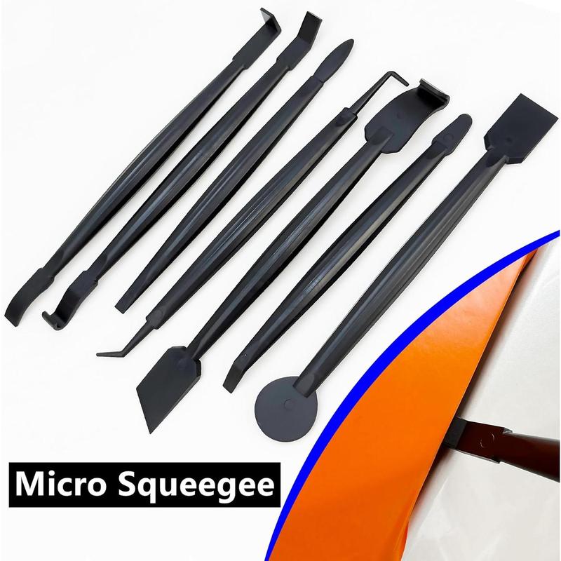 Automotive Vinyl Wraps Tools Tint Film Kit with 2 Pairs Vinyl Wrap Gloves, 4inch Felt , Scraper, Edge Trimmer, Utility Film , Black