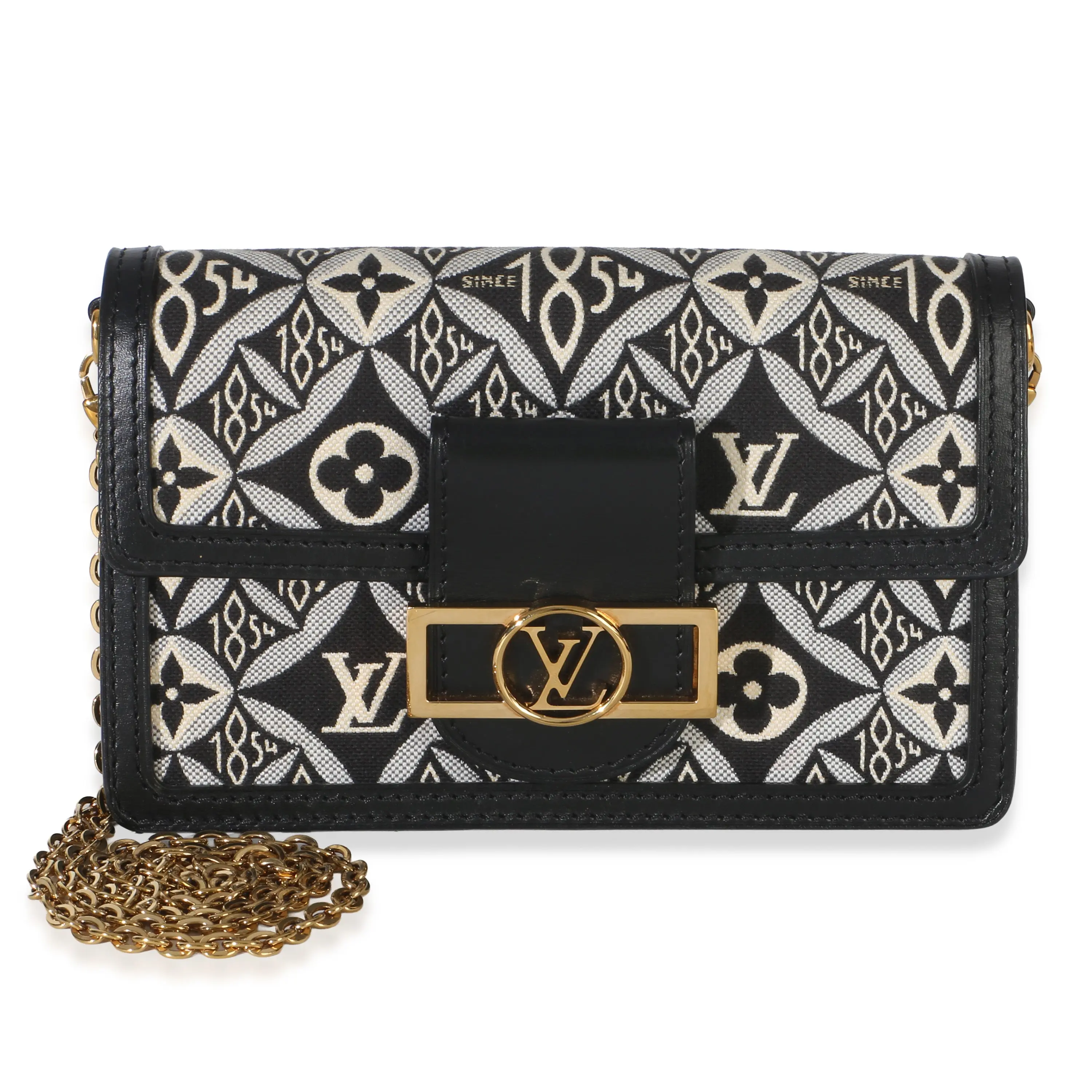 Pre-owned Fabric Clutches and wristlets Clutches & Wristlets Black Blue Jacquard Since 1854 Dauphine Chain Wallet