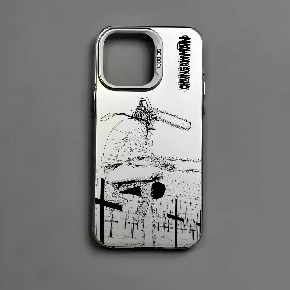 Chainsaw Man Denji & Makima Personalized Animal Smartphone Casing - Colorful Matte Laser Metallic Aurora Protection Cover, Shockproof Full Coverage for iPhone 17,16,16 Plus,15,14,13,12,11,Pro,Max,Plus, with Resistance & Accessories Compatibility