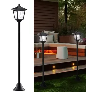 40-Inch Solar Post Lights Outdoor – Vintage Black LED Lamp Post for Garden, Pathway & Yard | Weatherproof Solar Street Light, Easy Installation