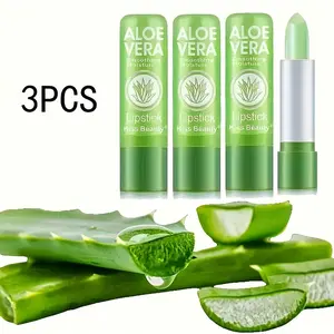 3pcs 24-Hour Color-Changing Lip Care Lip Balm & Magic Lip Gloss Effect - Enriched with Aloe Vera, Hypoallergenic Matte Texture, 24-Hour Long-Lasting Moisturization, Strawberry, Cherry, and Nude Color Series - Suitable for Sensitive Light Beige Light Beige