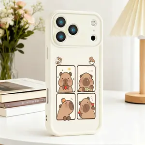 A set of cute and soothing capybaras, a new trendy original design phone case with a spiral staircase motif, available in white, black, and red, suitable for various iPhone models, including iPhone 17, 17 Pro, 17 Air, 17 Pro Max, 16, 15, 14, 13, 12 Plus/