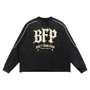 Mineral Wash Piping Raw Hem Sweatshirt