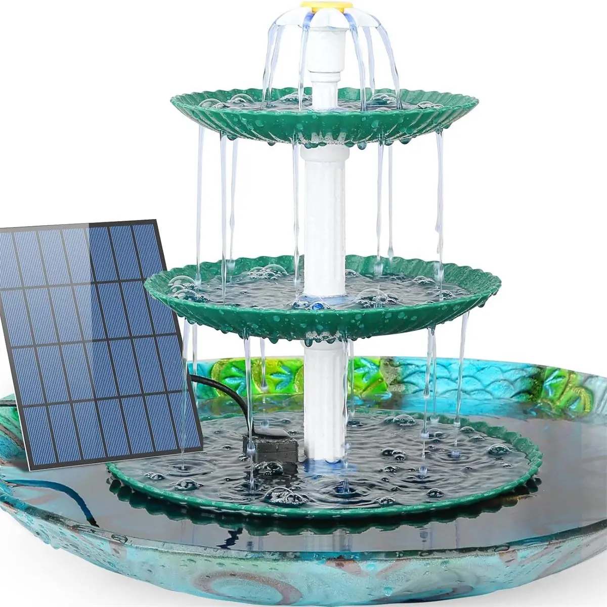 Solar Fountain & Bird Feeder, 1 Set Solar Fountain with 3 Level Bird Feeder, DIY Decorative Fountain for Outdoor, Garden Decor