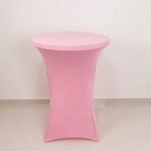 Spandex Round Cocktail Table Cover 30" Pink for High Top Tables - Easy to Maintain Stretch Fitted Highboy Tablecloth