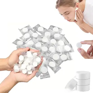 100 Compressed Towel Tablets - Disposable Face Washcloths Fast Drying Lightweight for Adult Camping Hiking Facial Mini Makeup Wipe Coin Tissues Travel Hotel Cleaning Supplies