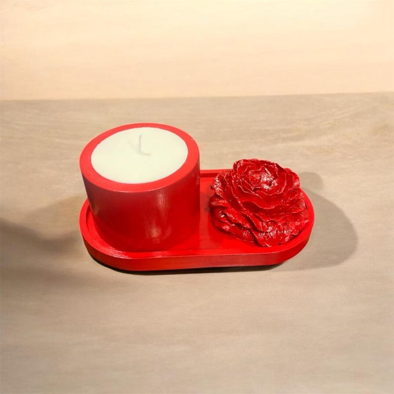 Red “Flower Rose”Candle