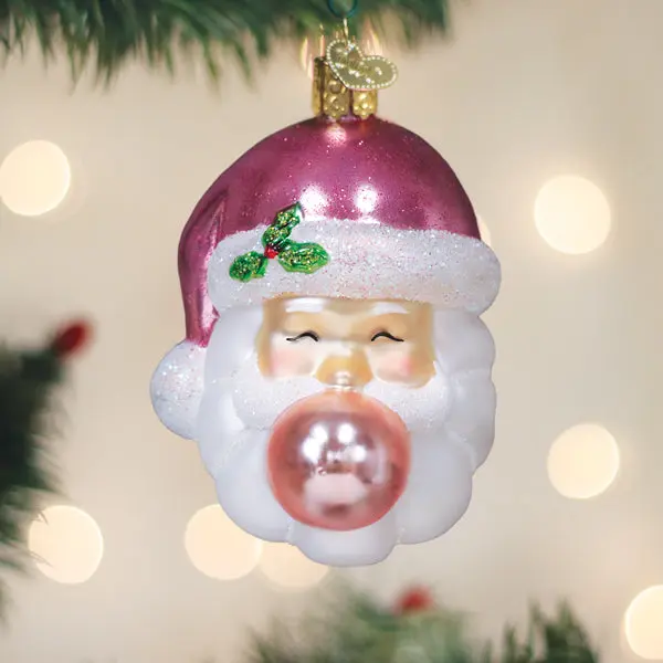 Bubblegum Papa Noel Ornament, Festive Home Decor