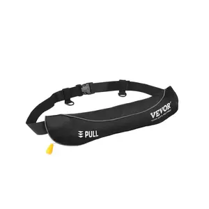 Summervibes VEVOR Manual Inflatable Belt Pack for Adults, 105N Buoyancy, Over 80 Pounds and Up to 59 in Waist Adjustable, Inflatable PFD Waist for SUP Paddelboarding, Kayaking, Black (CO2 Cylinder Not Included)