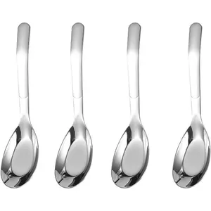 Soup Spoons Chinese Soup Spoons Stainless Steel Spoons, Thick Heavy Stainless Steel Soup Spoons Table Spoons Dinner Spoons Flat Square Spoon,Set of 4