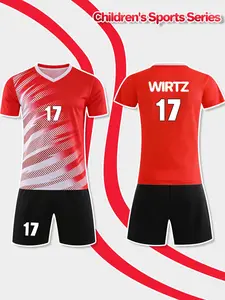 Boys' custom V-neck football suit with name WIRTZ and number 17 - a two-piece jersey set for matches and training. It is comfortable, breathable, and quick-drying, suitable for court competitions, school team equipment, and makes a great holiday gift.