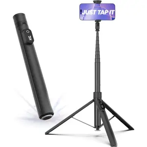Automatic Tripod for , 66" Phone Tripod Selfie Stick for Cell Phone, Tripod Stand with Remote for Video Recording, Black