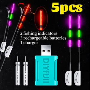 5-Piece Fishing Rod Light Set (2+2+1), Rechargeable Battery, Charging Charger, Fish Bite Indicator, Lights After Bite, Fishing Accessories, Fishing Equipment, Fishing Supplies
