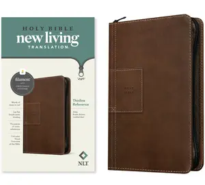 NLT Thinline Reference Zipper Bible, Filament Enabled (Leatherlike, Atlas Rustic Brown, Red Letter) -- New Living Translation - Bible
