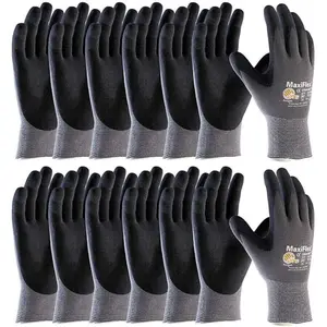 12 Pairs Maxi Flex PIP 34-874 Ultimate Nylon | Micro-Foam Nitrile Grip Gloves