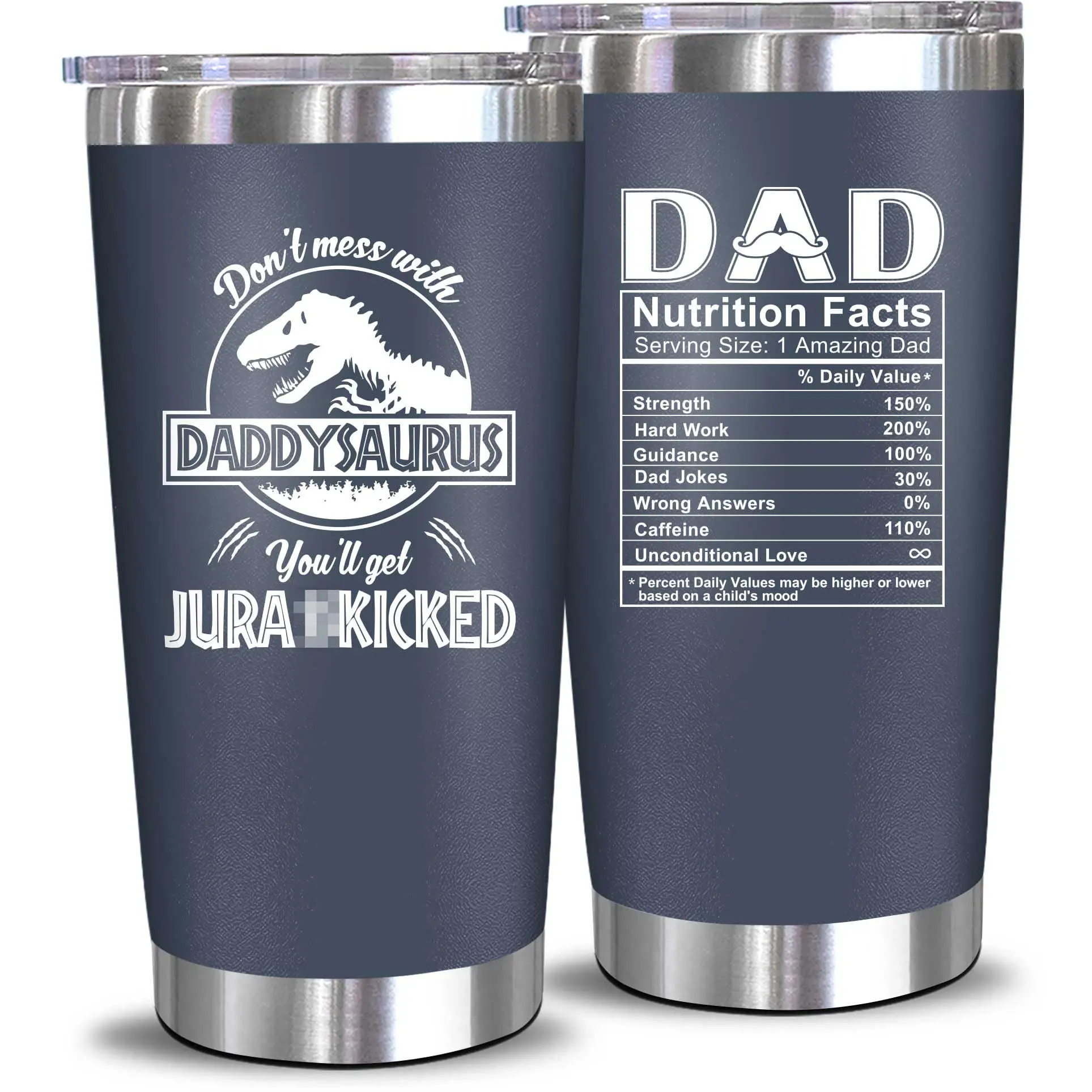 NEWELEVEN DAD Nutrition Facts Tumbler - 20 Oz Stainless Steel Vacuum Insulated Mug, Leak-Proof & Lightweight Portable Water Bottle for Daddy Nutrition