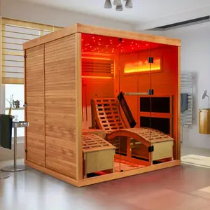 Luxurious Infrared Sauna for 2 Person Use with Comfortable Sauna Chair, Freestanding Home-Use Spa Room