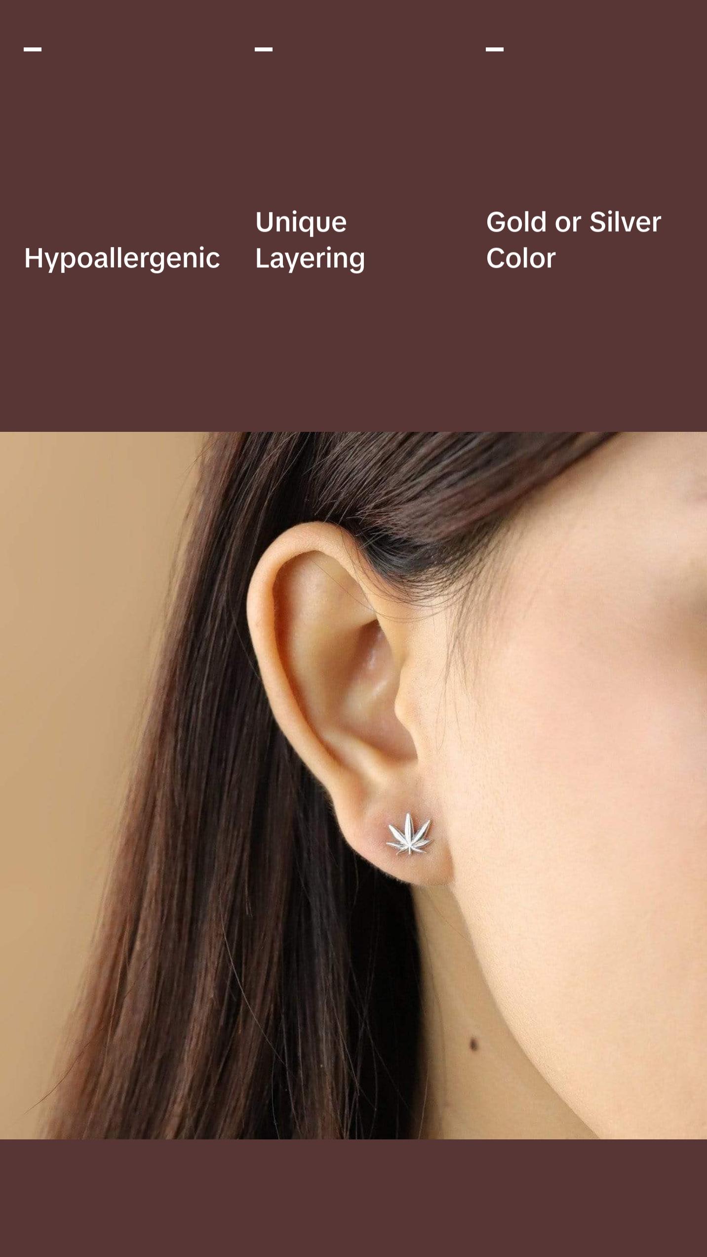 Marijuana Leaf Studs