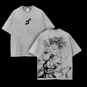 Jojo's Bizarre Adventure  Anime Double Printed Vintage Washed Tee Unisex Oversize Anime Manga Washed Heavyweight Cotton T-shirt, Gift For Anime Fan, Anime Lover Oversized