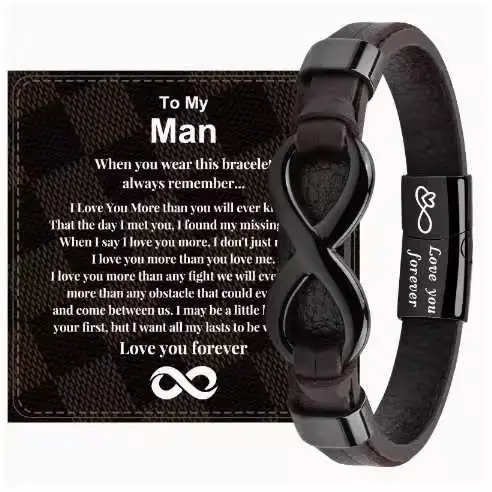 Brown 8 shaped leather bracelet