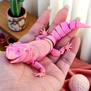 3D Printed Gecko Decor - Articulated Handmade Craft, Dragon Year Gift, Creative Desktop Ornament, Movable Animal Model Toy for Kids, Articulating Animal Figurines