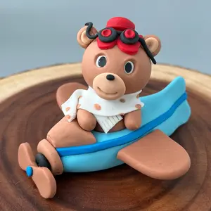 Bear in airplane fondant Cake topper