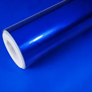 Ultra Glossy Blue Metallic Car Vinyl Wrap Film With Air Release Self Adhesive Car Motorcycle Wrapping DIY Sticker Decal