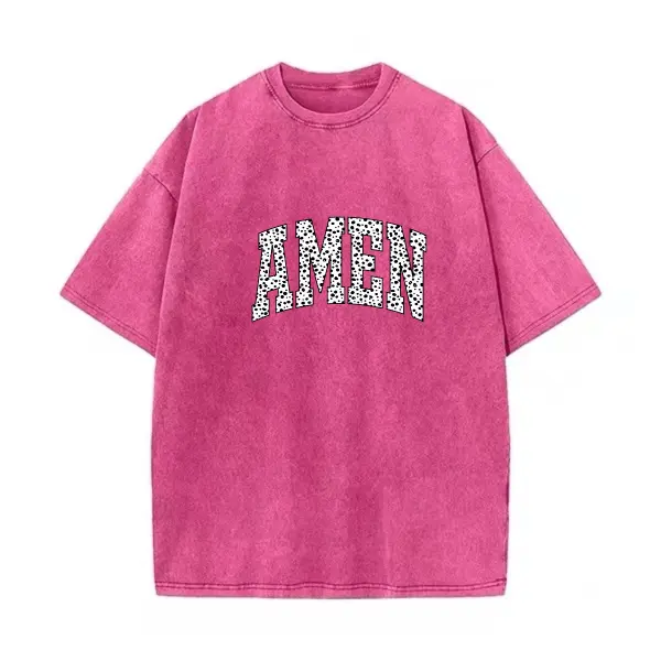 Washed Cotton Tee-Fuchsia