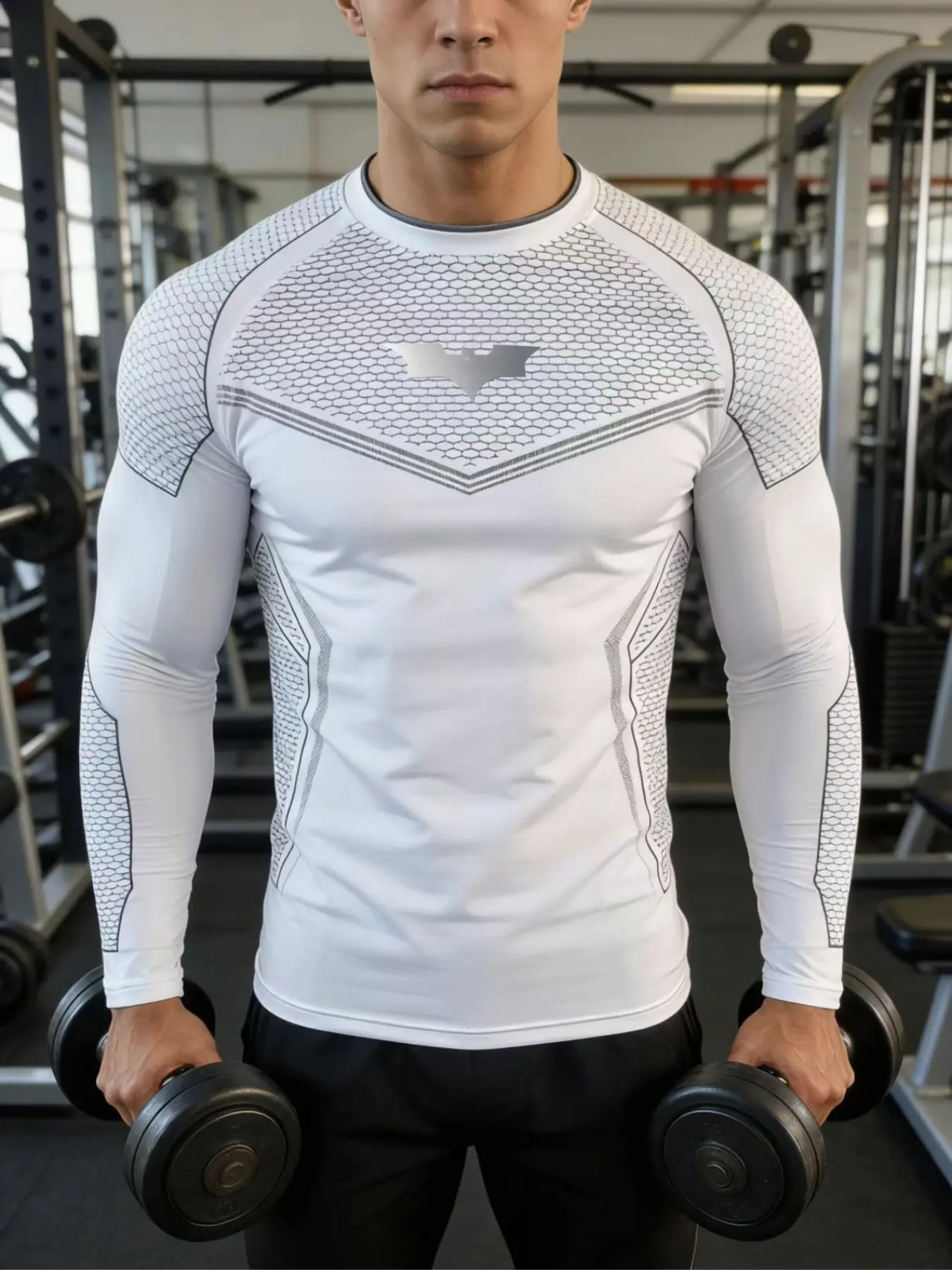 Men's Batman Sports Long Sleeve High Stretch Quick-Dry Fitness