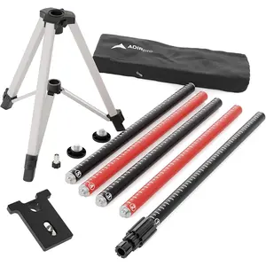 Laser Level Pole with Tripod and Mount for Laser Levels, Rotary Lasers & Line Lasers – Telescoping Laser Pole, Mounting Bracket with 1/4"-20 & 5/8-11 Threads, and Adjustable Tripod Stand