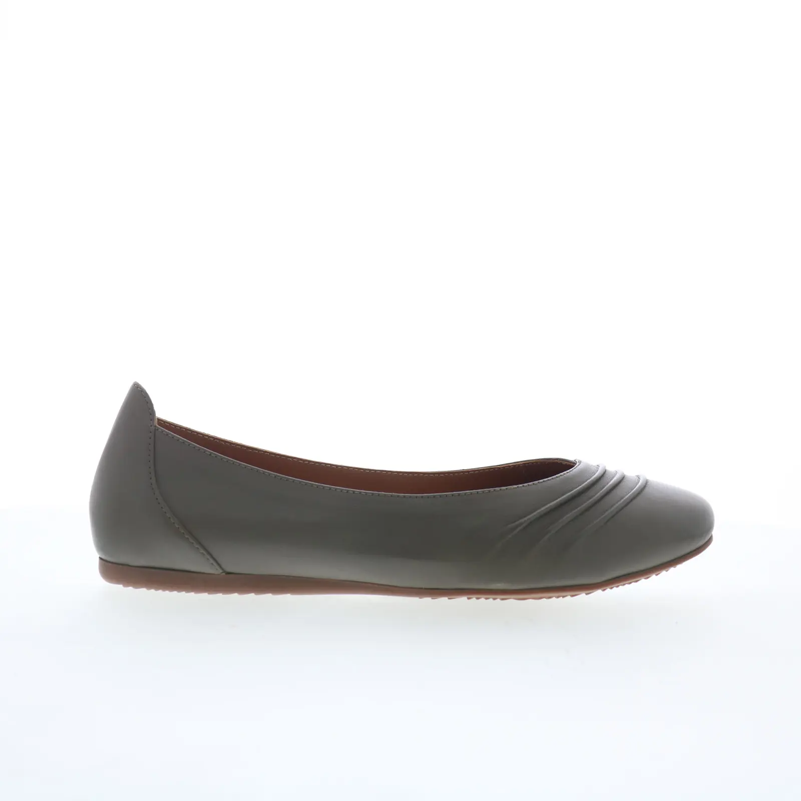 Softwalk Safi S2158-312 Womens Gray Leather Slip On Ballet Flats Shoes