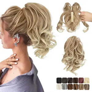 Premium Synthetic Diy Claw Clip In Ponytail Extensions Hairpiece Hair Bun Fake Blonde Natural Hair False Pigtail sample wigs burgundy wig Wavy
