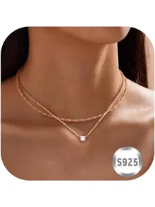 2 Pieces Layered Necklaces for Women Necklaces for Women Adjustable CZ Coin Pendant Chain Necklace Jewellery Gold Silver Rose Gold Necklace Set