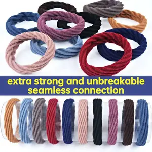 Extra Strong Unbreakable Seamless Connection Hair Ties for Women Black Thick Elastic Hair Bands High Elasticity Adult Hair Accessories Fabric Material