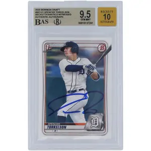 Spencer Torkelson Detroit Tigers Autographed 2020 Bowman Draft #BD-121 Beckett Fanatics Witnessed Authenticated 9.5/10 Card - Fanatics Authentic Certified