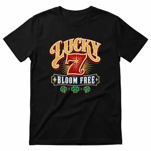 Yodutry Women's Black Lucky 7 Graphic T-Shirt, Soft Cotton Casual Tee, Lucky Number Streetwear Top