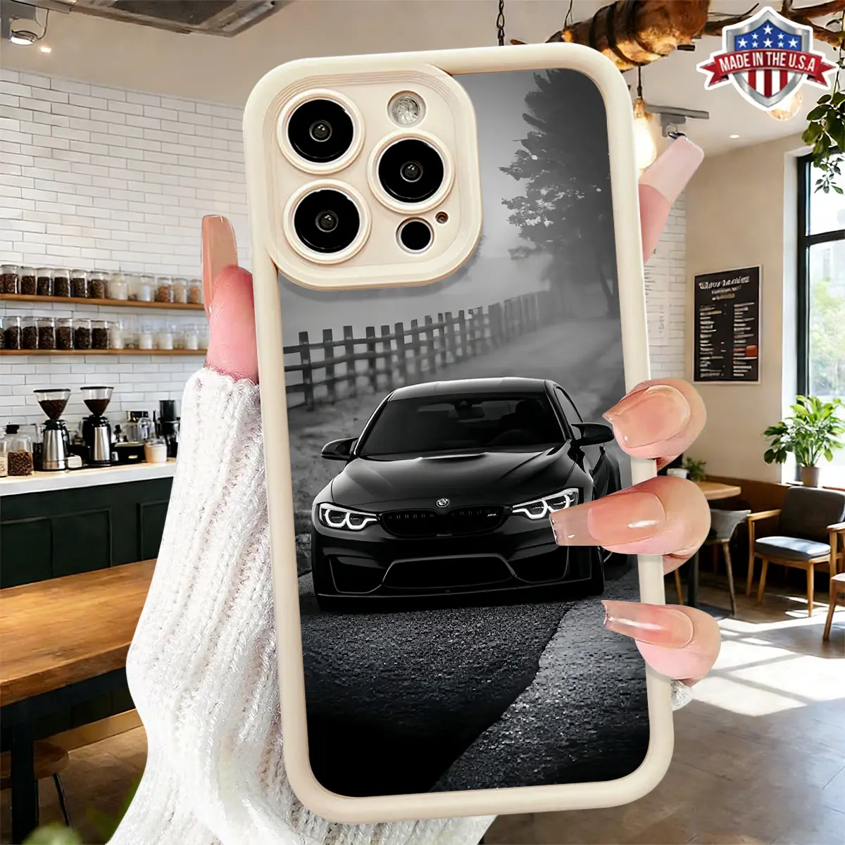 Cool Black Sports Car Pattern Aesthetic Phone Case for iPhone 17 16 15 14 Pro Max 13 12 11 XR XS Plus Air Slim Lightweight Shockproof Anti Drop Protective Durable TPU Cover,junk,promax