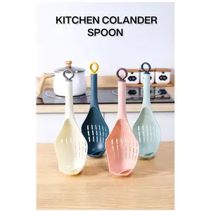 1pc Colander Spoon - Scoop Colander, Plastic Large Soup Strainer Spoon, Strainer Slotted Spoon Kitchen Utensil with Long Handle - Kitchen Supplies, Cookware, Cooking Tools, Kitchen Gadgets, Food Strainer, Kitchen Accessories, Soup Ladle