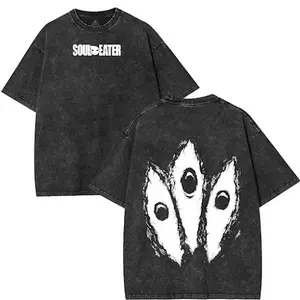 Soul Eater Retro Vintage Unisex Anime Manga Acid Washed Heavyweight Cotton T-shirt, Anime Merch, Anime Lover Streetwear Oversized Menswear