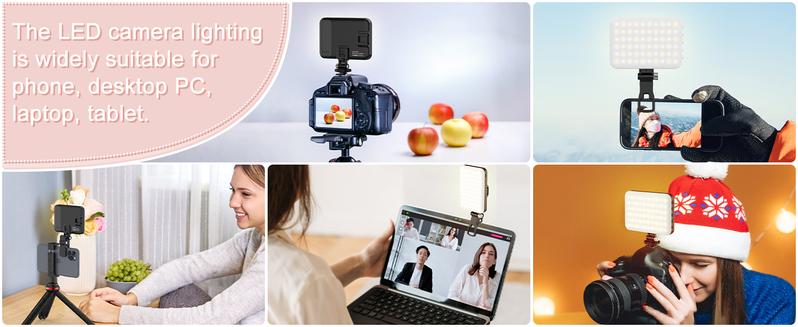 [New Deal]  60 LED Portable Selfie Light Video Conference Lighting with Clip & Camera Tripod Adapter Rechargeable 2200mAh