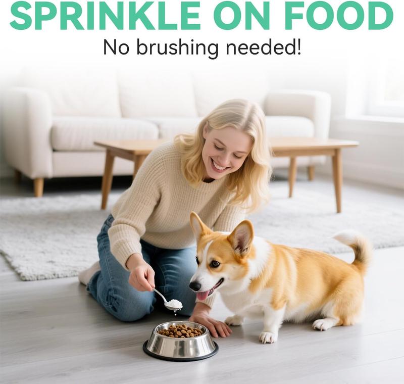 Pet Honesty Dental Powder for Dogs - Fresh Breath & Plaque Tartar Removal with Herbal Blend & Postbiotics - Vet-Recommended Oral Care for All Breeds