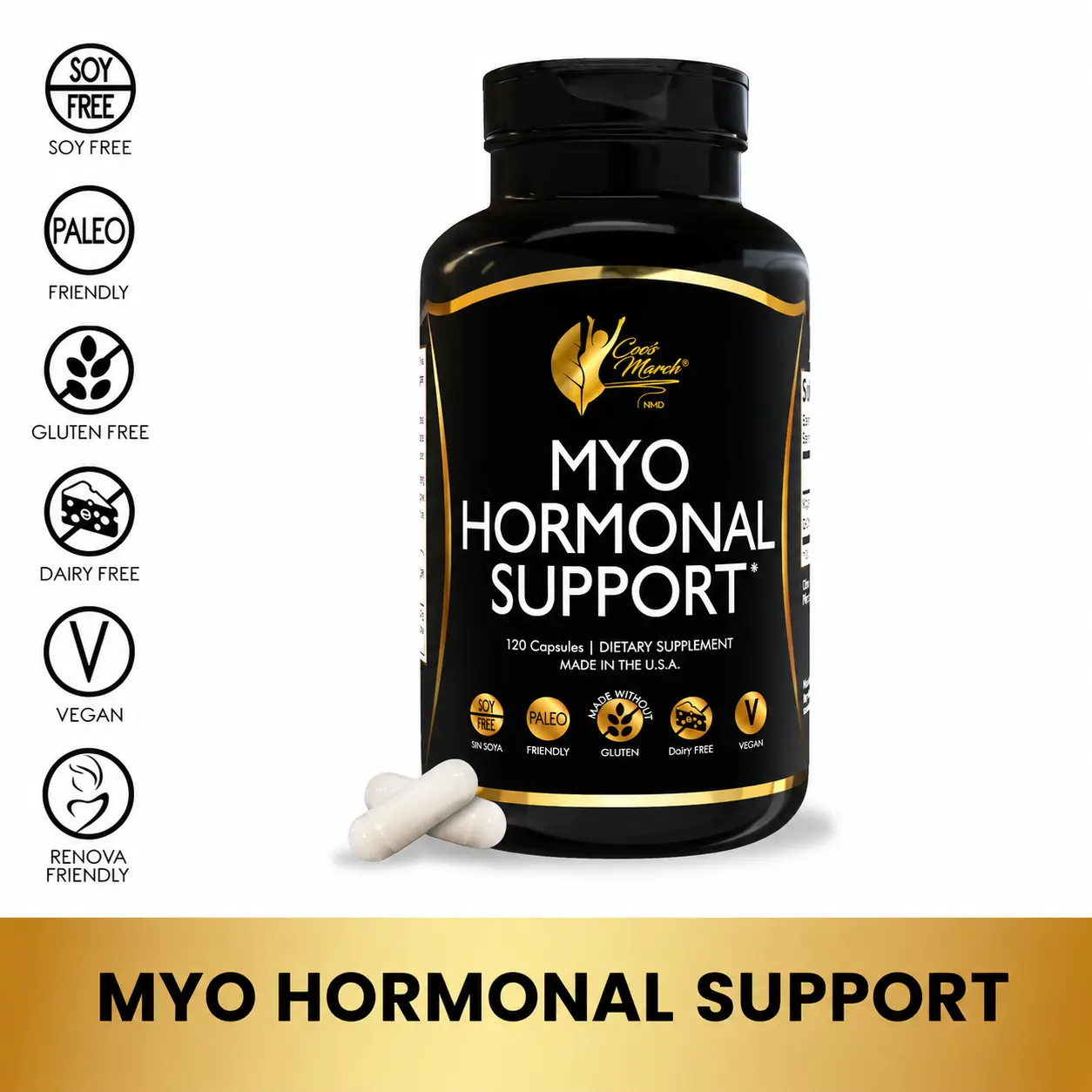 Cocó March N.M.D MYO Hormonal Support, Female Reproductive Health Support Supplements - 120 Capsules per Container Healthcare Dietary