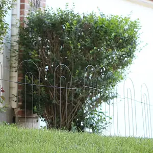 Ashman Galvanized Garden Fence 32in x 20ft Outdoor Rustproof Metal Landscape Fencing Wrought Iron. (Set of 14)