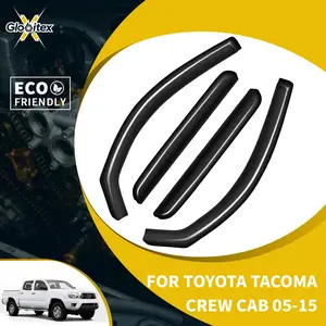 In-Channel Inside Window Visors Sun Rain Guards Vent for Toyota Tacoma Crew Cab 4-Door 2005-2015, Mount Wind Deflectors, 4PCS