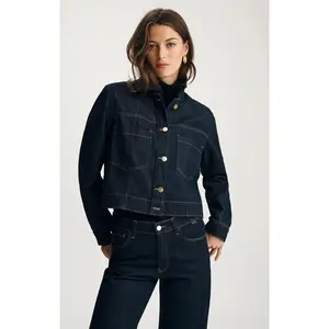TANYA DENIM JACKET IN DARK BLUE SHINY GOLD PREMIUM