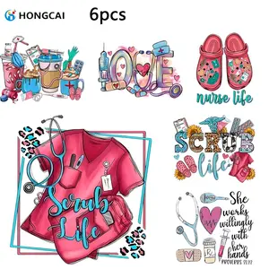 Nurse Theme Heat Transfer Sticker Set, Medical DTF Iron-Ons, DIY T-Shirt Canvas Bag, Nurse Day Gift, Waterproof High Adhesion
