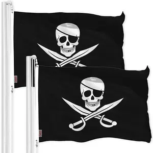 Jolly Roger Pirate Swords Flag 3x5 Ft 2-Pack Printed 150D Polyester By G128
