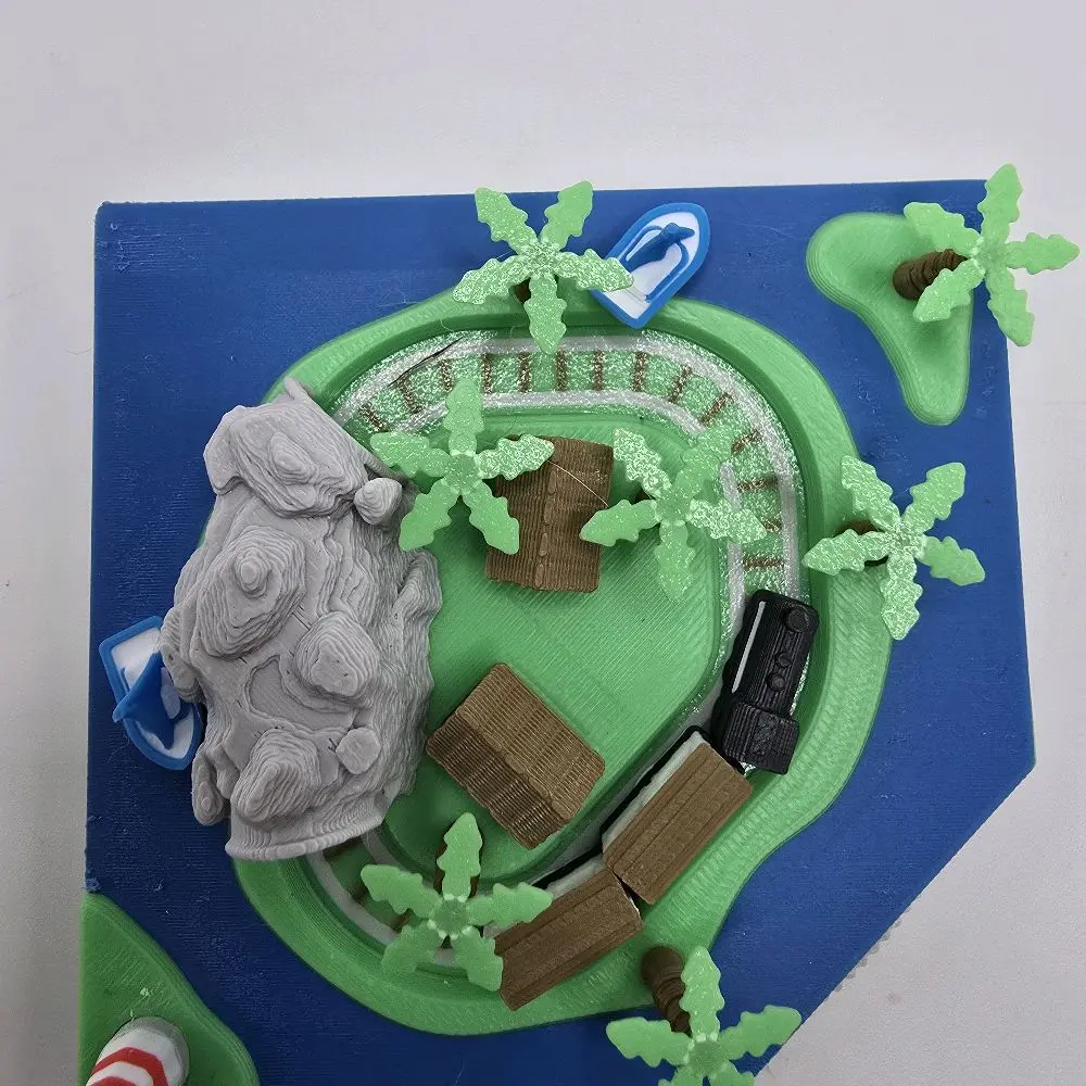 Island Adventure Mini Train Diorama – Hand-Cranked Moving Display
