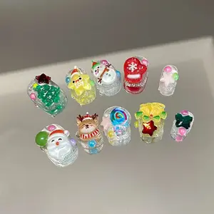 Cartoon Christmas Press-On Nails – Handmade Short Cute Holiday Nails | Kawaii Festive Design | Ready to Wear