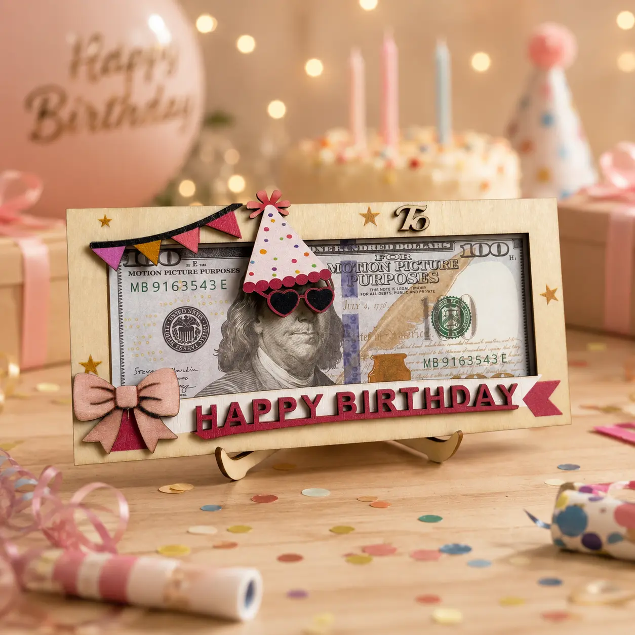 Birthday Money Holder, Wooden Cash Gift Box, Creative Birthday Gift for Kids, Teens, Women & Men campingessentials